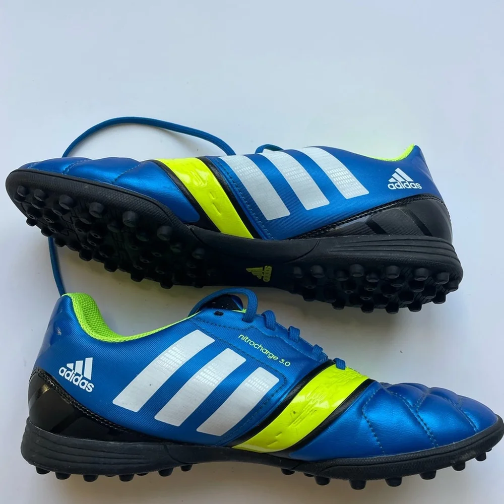 Adidas Vibrant Blue and Neon Yellow Cleats nitrocharge RUNNING shoes soccer